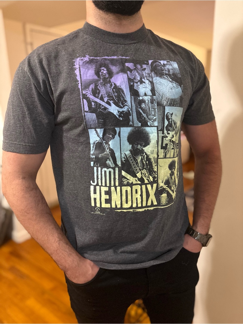 Charcoal Gray Jimi Hendrix Print - Y2K - Picture 2 of 6